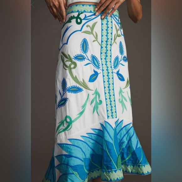 Maeve Blue and Green Midi Skirt size 10, bridal, baby shower, church lik… - Picture 1 of 8